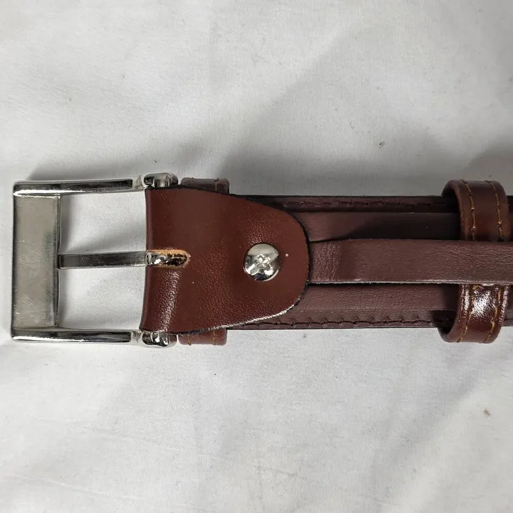 GENUINE LEATHER MADE IN SPAIN BROWN BRAIDED SIZE 42 BELT – QUALITY CRAFTSMANSHIP